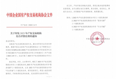 喜報！貴州陽光產(chǎn)權(quán)交易所獲評全國產(chǎn)權(quán)交易機構(gòu)綜合評價三十強機構(gòu)